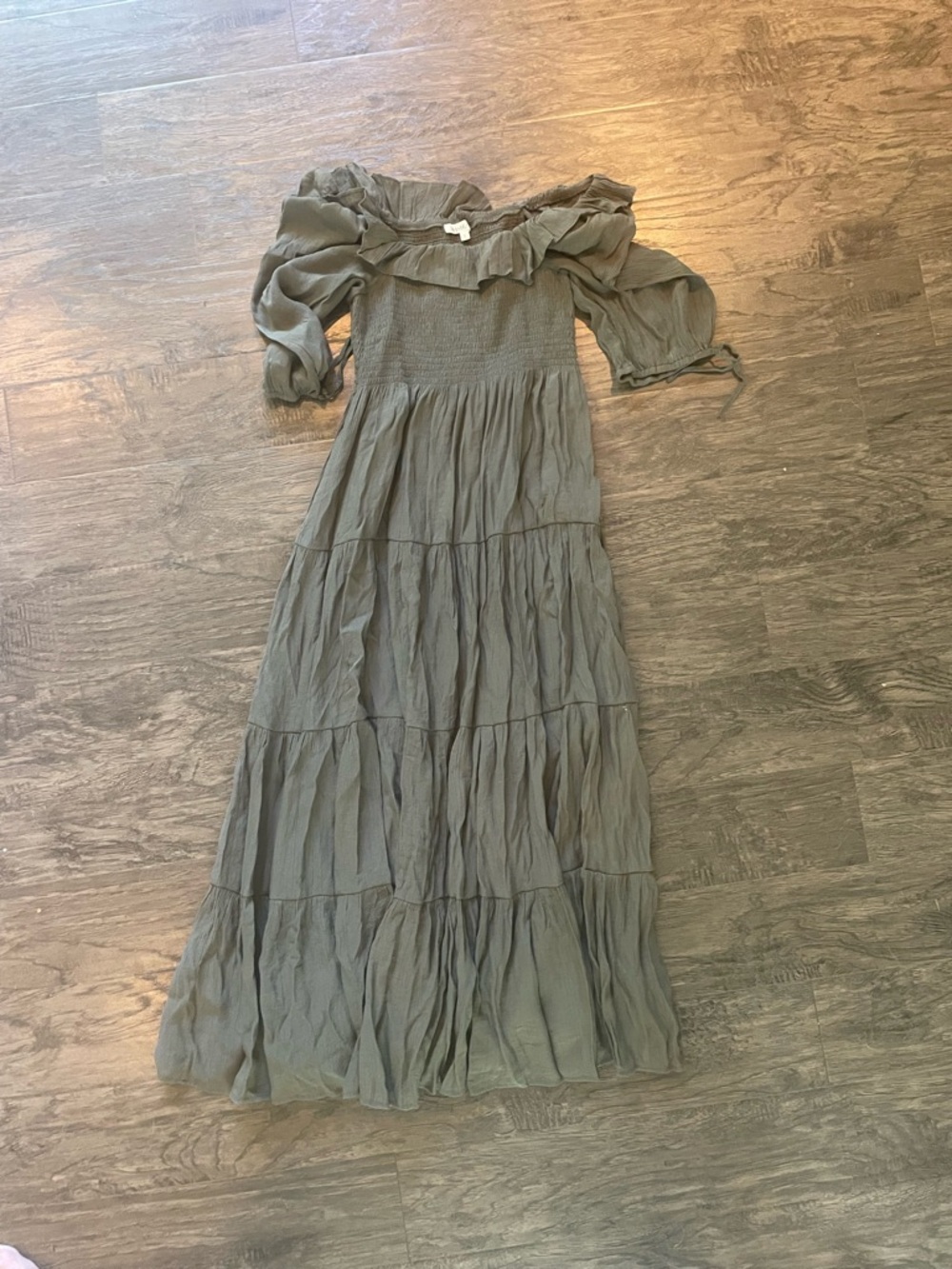 Olive Green Tiered Maxi Dress Size Small